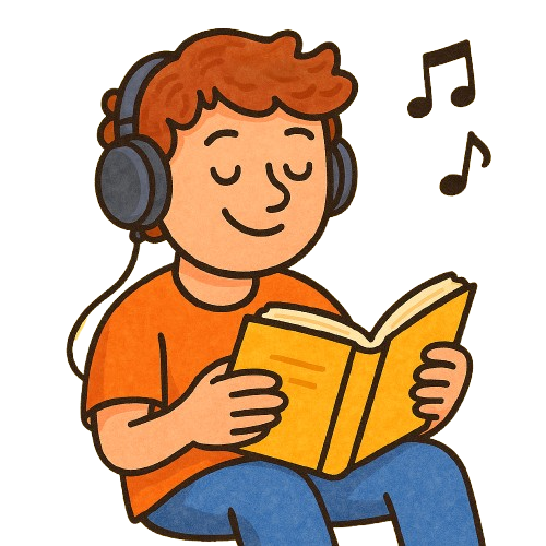 Reader with headphones